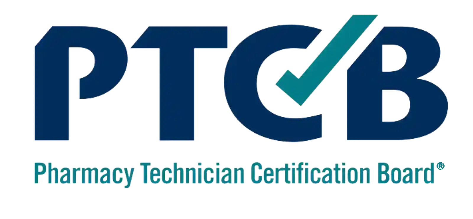 A combined logo featuring the acronym “PTCB” with a check-mark icon.